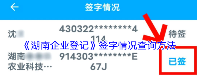 如何查询湖南企业登记中的签字情况？