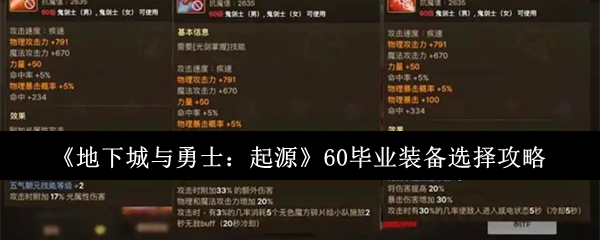 如何快速选择地下城与勇士:起源60级最佳毕业装备? 如何快速选择地下城与勇士:起源60级最佳毕业装备?