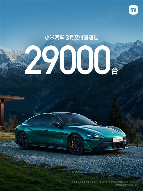 今年目标35万辆！小米汽车3月销量出炉：SU7一车狂卖超29000辆