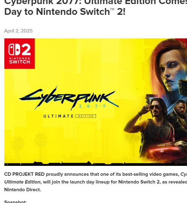 Switch 2容量揭秘：赛博朋克2077为何需要64G？探索背后的原因！