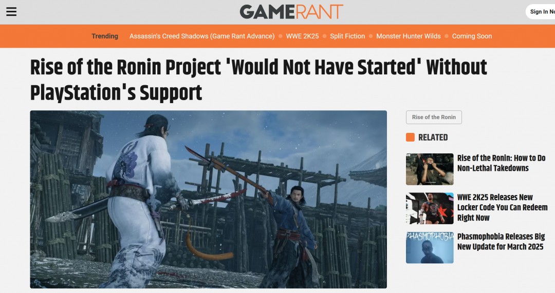 揭秘SIE投资：如何助力〈浪人崛起〉成为游戏界的传奇