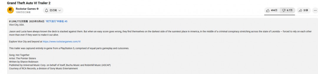 GTA6新预告揭秘：PS5实机画面与动画究竟各占多少？