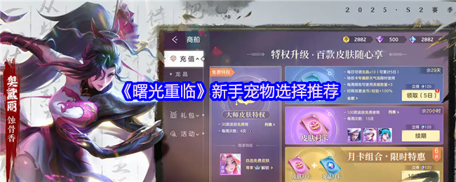 手游曙光重临新手宠物选择:哪些秘密让高手青睐? 手游曙光重临新手宠物选择:哪些秘密让高手青睐?