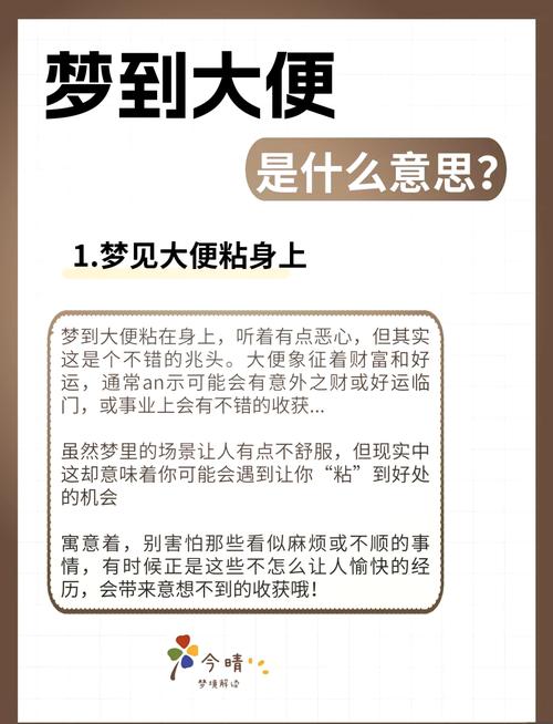梦见大便象征财富增长 vs 健康警示解读梦境的双重含义 梦见大便象征财富增长 vs 健康警示解读梦境的双重含义