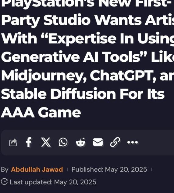 游戏资讯：索尼Dark Outlaw Games新工作室招聘，AI工具美工成必备技能！