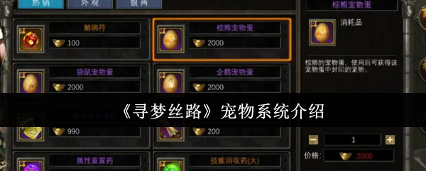 揭秘寻梦丝路宠物系统：如何选择最佳伙伴打遍天下？