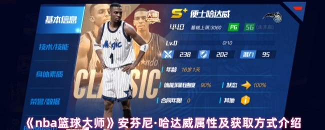 NBA篮球大师安芬尼·哈达威：属性详解与快速获取攻略