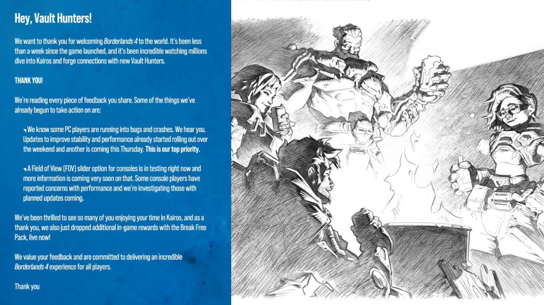 游戏资讯 | 无主之地4性能提升计划：解决FOV问题的高效方案与更新细节