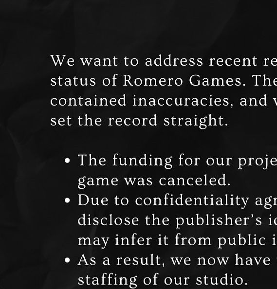 毁灭战士之父的Romero Games为何没有关闭?被砍项目是否能起死回生? 毁灭战士之父的Romero Games为何没有关闭?被砍项目是否能起死回生?