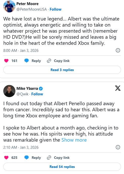 微软Xbox元老Albert Penello去世：行业领袖如何评价他的影响？