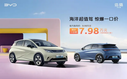 比亚迪拿出杀手锏！2025款海豚一口价7.98万元 比海鸥还便宜